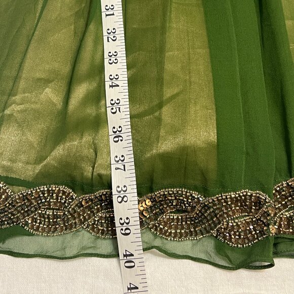 Adrianna Papell Evening Green Beaded Chiffon Cocktail Dress Elegant Embellishe S - Picture 10 of 12